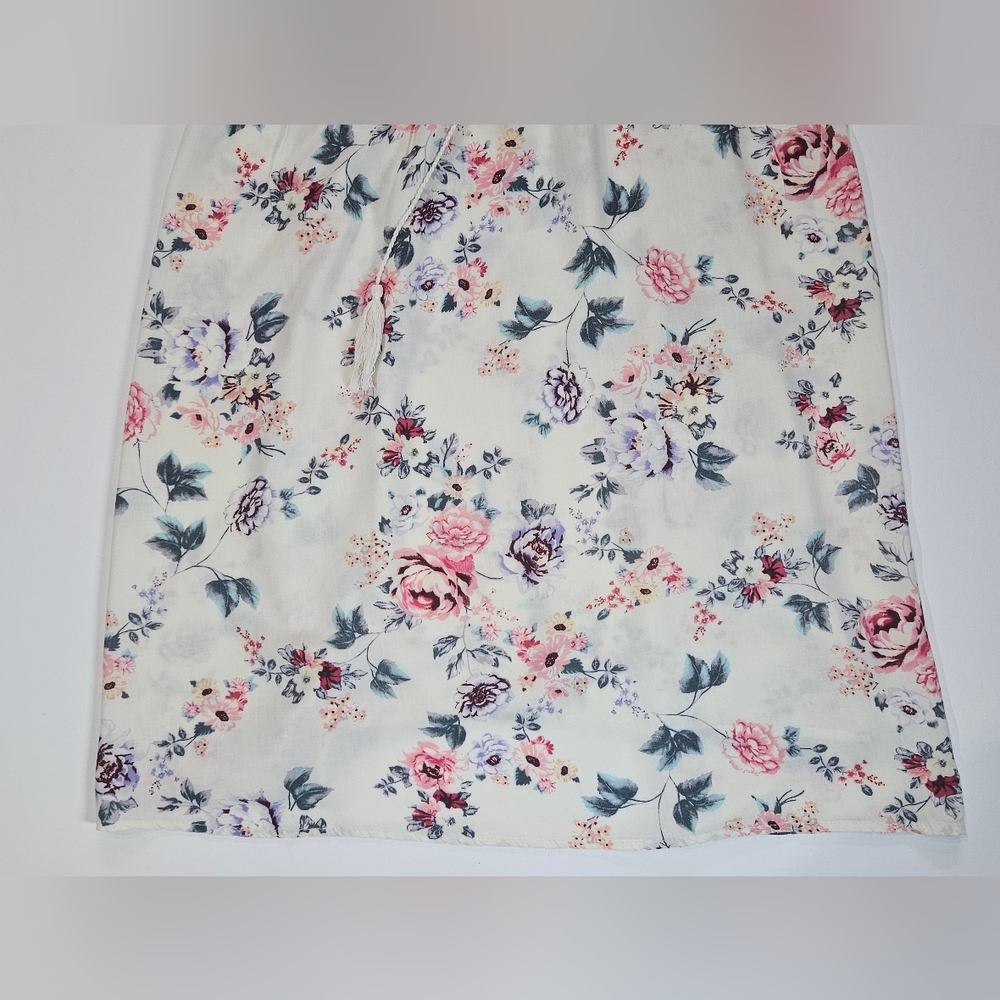No Boundaries Sundress Juniors 3XL White Pink Floral Tie Neck Summer Cottagecore - Picture 10 of 11